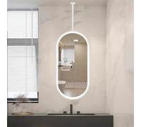 Lonmrrton Espejo Decorativo Ovalado Blanco, Espejos de Pared de Marco de Metal, Espejos montados Colgantes de Techo con Luces LED, Espejos de Maquillaje de Afeitado de tocador de baño(40cmx60cm)