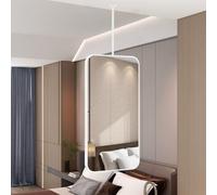 Lonmrrton Espejo montado en el Techo Blanco Espejo con Barra Colgante, Espejo Flotante de baño Espejo de Maquillaje de Pared con Marco de Metal Espejo Decorativo Simple, Claro y práctico(40cmx70cm)