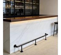 Lonmrrton Varilla de reposapiés de Barra de Acero Inoxidable, Soportes de riel de pies montados en el Suelo de 100 cm a 300 cm para encimera de Cocina, balcón, Pub o Restaurante(190cm/75in/6.2ft)