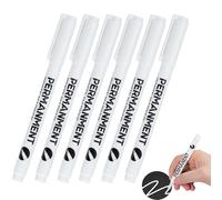 Lonnalee - Rotuladores blancos permanentes, 6 bolígrafos blancos impermeables y de secado rápido, ancho de trazo 2 mm, adecuado para piedra, madera, vidrio, cerámica, lona, neumáticos, papel