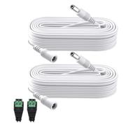 Lonnky Cable Alargador DC 12V 10m 5,5x2,1 mm con 2 Adaptadores Hembra, Ideal para Luces IR (Univivi, Tonton), Cámaras de Vigilancia (TP-Link TAPO, Reolink) y Tiras LED - Paquete de 2 Blanco