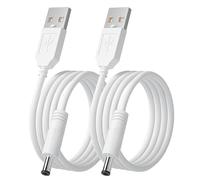 Lonnky Cavo USB per Caricatore di Spazzolino Elettrico Fairywill, Spazzola Viso Foreo Luna, Spazzolino Dnsly e Altri, Cavo di Ricarica USB 1,5 Metri 3,5 x 1,35 mm, Bianco, Confezione da 2