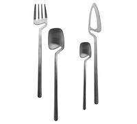Lonrtesw Juego de Cubiertos Mate, Vajilla de Acero Inoxidable, Juego de Cubiertos, Cuchillo, Tenedor, Cuchara, Juego de Vajilla, Juego de Fiesta (Negro, 4 Piezas)