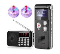 Lonrtesw Kit de 4 Equipos: Radio FM con Grabadora de Voz Digital de 8 GB y 2 Luces LED Tipo Bola para Gatos. Baterías para Escaneo.