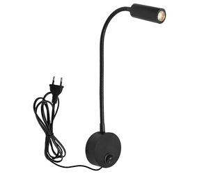 Lonrtesw LáMpara de Lectura Montada en la Pared LáMpara de Pared Manguera LáMpara de Noche Interruptor de Control LáMpara de Pared de Estilo Minimalista (Enchufe Negro de la UE)