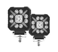 Lonrtesw Luz LED de Trabajo Cuadrada de 4 Pulgadas para Coche, Luz Estroboscópica y Amarilla para Conducción Todoterreno, para Camiones, Automóviles, SUV y Barcos