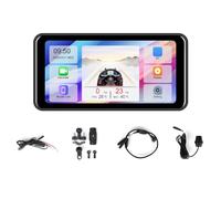 Lonrtesw Pantalla de Navegación para Motocicleta de 6,25 Pulgadas, Cámaras Delanteras y Traseras, Portátil, Carplay, Android, Monitor Automático, DVR, Bluetooth.