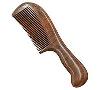 Lonrtesw Peine de Dientes Anchos de SáNdalo Peine de Madera de Dientes Gruesos PortáTil de Pelo Rizado Herramienta de Masaje Capilar Fina