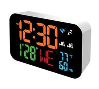 Lonrtesw Tuya WiFi Reloj Calendario Termómetro Inteligente Higrómetro con Pantalla LED Digital Soporte WiFi Autocalibración