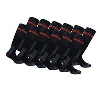 Lonsdale 12 Pares Calcetines Largos Trabajo Altura Rodilla - Punta Talón Reforzados - Esponja Algodón (Negro, 43-46)