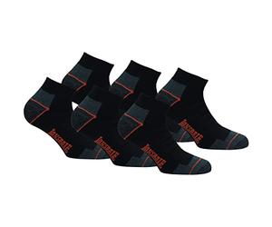 Lonsdale 6 Pares Calcetines Sneaker de Trabajo Altura Tobillo - Punta Talón Reforzados - Esponja Algodón (Negro, 43-46)