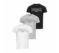 Lonsdale Beanley Camiseta DE Ocio, Negro, Blanco Y Gris, L para Hombre