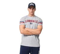 Lonsdale Bunnaglanna Camiseta, Marl Grey/Navy/Red, M para Hombre, 117446