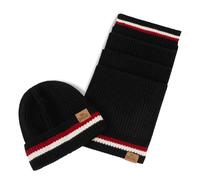 Lonsdale Butleigh Gorro, Negro, Rojo Oscuro, Crudo, Talla única Unisex Adulto