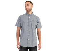 Lonsdale Camisa de Manga Corta para Hombre Corte Estrecho BRIXWORTH Black/White L
