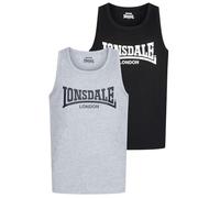 Lonsdale Camiseta de Tirantes de Corte Regular para Hombre, Paquete Doble, AVERHAM, Negro/Gris Jaspeado, 3XL
