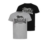 LONSDALE Camiseta 'Loscoe' gris / negro M gris / negro