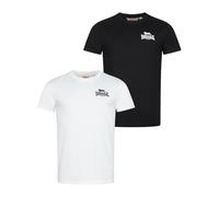 Lonsdale Camiseta para hombre de ajuste normal, pack doble, color azul y blanco, talla XXL, negro blanco