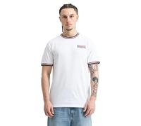 Lonsdale Camiseta para Hombre de Corte Estrecho Quin, Blanco/Azul Marino/Rojo Oscuro, XL