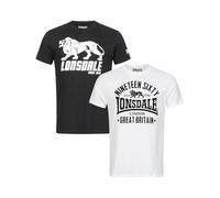 Lonsdale Camiseta para Hombre de Corte Normal, Pack Doble, BYLCHAU, Blanco/Negro, M, Negro/Blanco, M