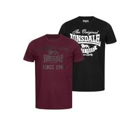 Lonsdale Camiseta para Hombre Sussex, Pack Doble, Hombre, Camiseta, 115086, Black/Oxblood, XXX-Large