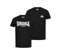 Lonsdale Camiseta para Hombre Sussex, Pack Doble Negro XXXL