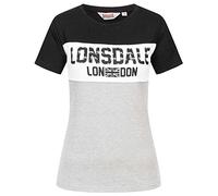 Lonsdale Camiseta para Mujer Tallow, Negro, Gris y Blanco, L