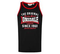 Lonsdale Camiseta sin Mangas Hombre, Corte Normal, Andover, Negro, Rojo y Blanco, Talla 3XL
