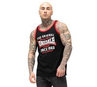 Lonsdale Camiseta sin Mangas Hombre, Corte Regular, Andover, Negro, Rojo y Blanco, Talla XXL
