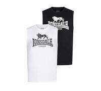 Lonsdale Camiseta sin Mangas Hombre, Corte Regular, Paquete Doble, ROLLESTON, Negro/Blanco, Talla S