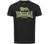 Lonsdale Camiseta con logotipo para hombre, negro y verde oliva, L