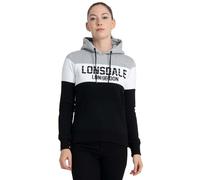 Lonsdale Con Mangas Sudadera con Capucha, Negro/Blanco/Gris, M para Mujer