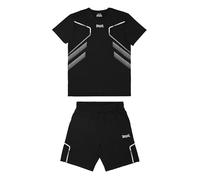 Lonsdale Conjunto de camiseta y pantalones cortos para hombre, ajuste normal, color negro/plateado, L