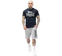 Lonsdale Conjunto de camiseta y pantalones cortos para hombre, ajuste normal, MAIR, azul marino oscuro/gris marl, XL