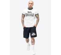 Lonsdale Conjunto de Camiseta y Pantalones Cortos para Hombre de Ajuste Normal MAIST, Blanco/Azul Marino, XL