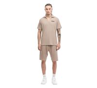 Lonsdale Conjunto de polo y pantalón corto para hombre, ajuste normal, color beige/negro, S