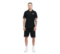 Lonsdale Conjunto de polo y pantalones cortos para hombre, ajuste normal, Chillingham, negro/blanco/rojo, L