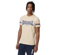 Lonsdale Creich Camiseta DE Ocio, Arena/Azul Marino/Rojo, M para Hombre