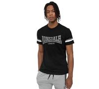 Lonsdale Creich Camiseta DE Ocio, Negro/Blanco/Gris, XL para Hombre