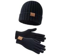 Lonsdale Deazley Conjunto de Gorro y Guante Unisex, Negro, S-M Adulto, 117517