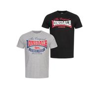 Lonsdale GEARACH - Camiseta para Hombre, Ajuste Normal, Paquete Doble, Gris y Negro, XXXXXL
