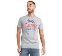 Lonsdale Gonfirth T-Shrit, Marl Grey/Navy/Red, M Hombres, 117525