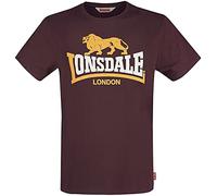 Lonsdale Holmpton Camiseta Clásica de Color Buey para Hombre con Logotipo de León Vintage de Corte Regular, Oxblood, XL