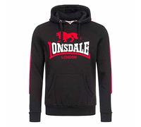 Lonsdale Langwell Sudadera con Capucha, Negro/Blanco/Rojo, XL para Hombre