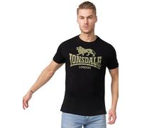 Lonsdale Logo Camiseta, Negro y Verde Oliva, L Hombres