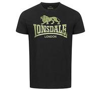 Lonsdale Logo Camiseta, Negro/Verde Oliva, S para Hombre