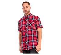 Lonsdale London Brixworth Hombre Camisa Manga Corta Rojo/Azul Marino S 100% algodón Stickerei Regular