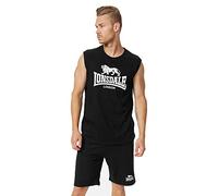 Lonsdale London Clopton - Camiseta de Tirantes para Hombre, Color Gris Jaspeado, Ropa de Calle, Blanco/Negro, S
