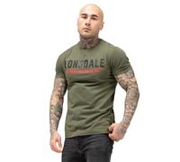Lonsdale London CRANTOCK Hombre Camiseta Aceituna M 100% algodón Labelpatch, Rippbündchen Regular