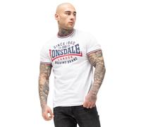 Lonsdale London GAVRENE Hombre Camiseta Blanco M 100% algodón Rippbündchen Regular